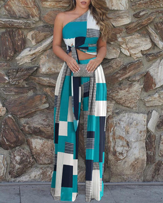 Ensembles de haut à une épaule et de pantalons taille haute