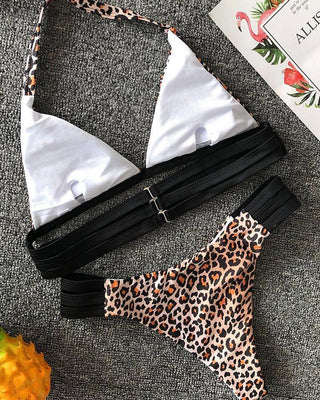 Ensembles de bikini à licou et imprimé léopard