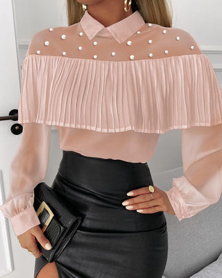 Haut froncé en maille transparente avec perles