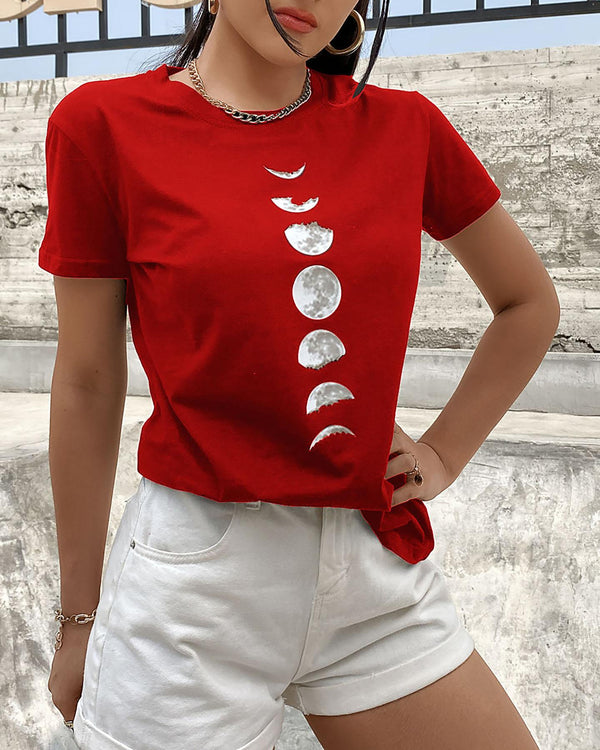 T-shirt décontracté à imprimé lune