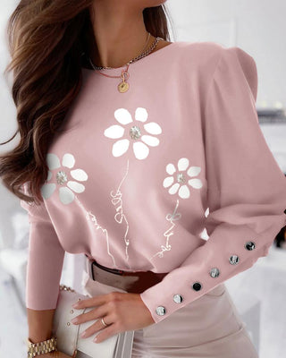 Haut à manches longues et boutons à imprimé floral