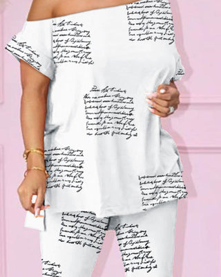 Ensemble haut et pantalon sexy à épaules dénudées et encolure en V à imprimé floral