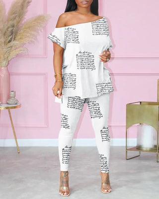 Ensemble haut et pantalon sexy à épaules dénudées et encolure en V à imprimé floral