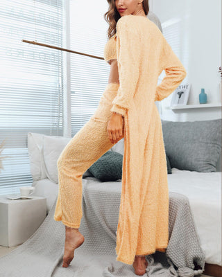 Ensemble haut court et pantalon duveteux uni