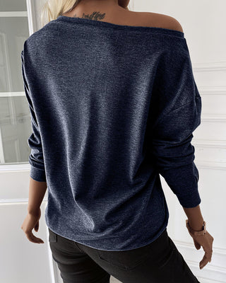 Sweatshirt col rond à manches longues et imprimé lettre