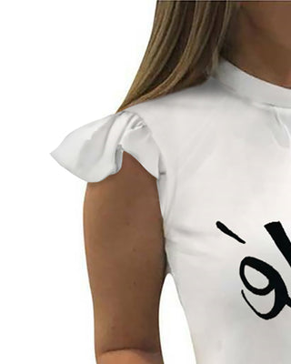 T-shirt à manches flottantes et imprimé floral