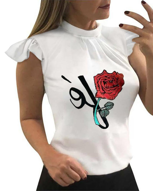 T-shirt à manches flottantes et imprimé floral