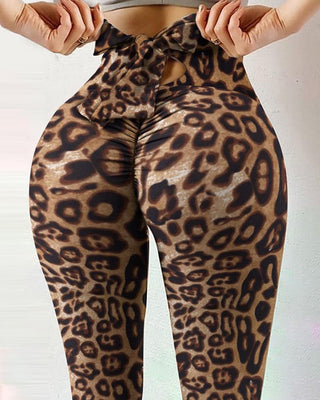 Pantalon de yoga skinny taille haute à imprimé guépard