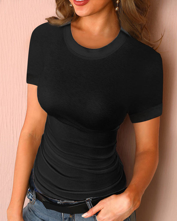T-shirt décontracté pour femmes T-shirt à manches courtes en coton