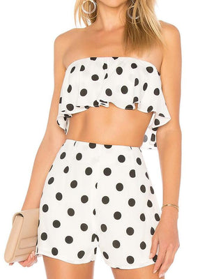 Ensemble haut et short à pois à volant