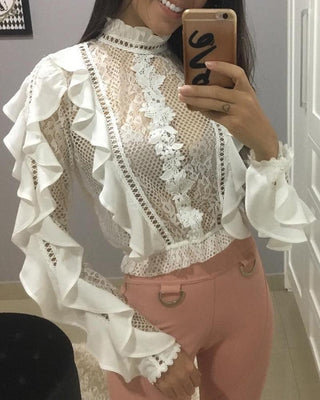 Blouse à volants en dentelle