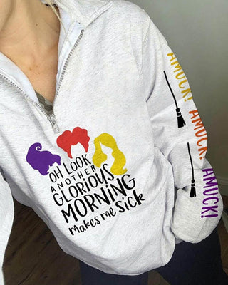 Halloween Lettre Imprimé Colorblock Zipper Design Top