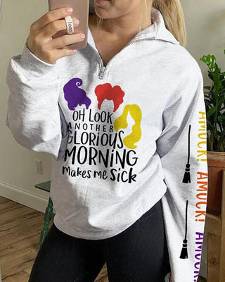 Halloween Lettre Imprimé Colorblock Zipper Design Top