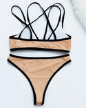 Ensemble de bikini dos nu entrecroisé avec reliure contrastée