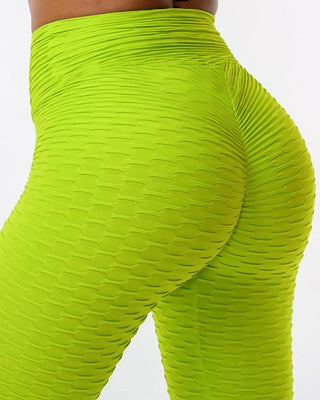 Pantalon de sport texturé à bulles froncé taille haute