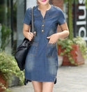 Robe denim manches courtes