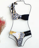 Ensembles de bikini rembourrés à une épaule à imprimé guépard et à motif de guépard