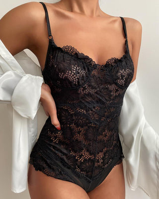 Crochet Dentelle Col V Spaghetti Strap Teddies