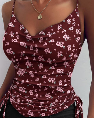 Camisole à col bénitier à imprimé floral