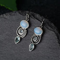 Boucles d'Oreilles Pierre de Lune Bleu Océan