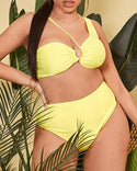 Ensembles de bikini surdimensionnés sans manches de couleur unie