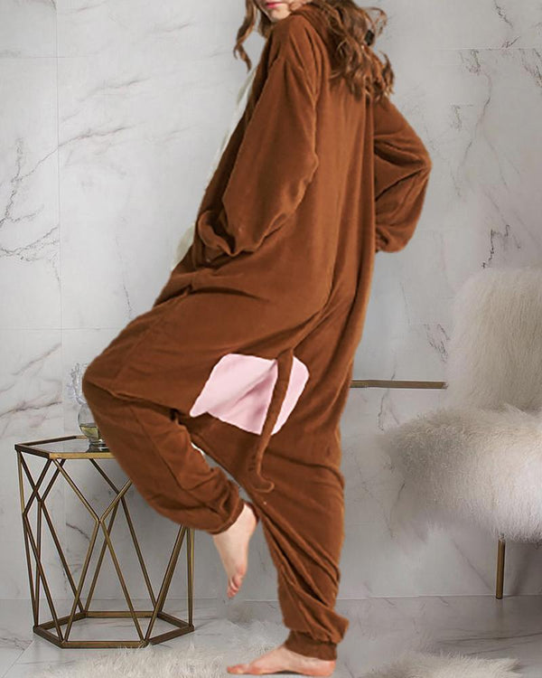 Pyjama pour adultes à rabat boutonné fonctionnel de dessin animé de conception de tirette