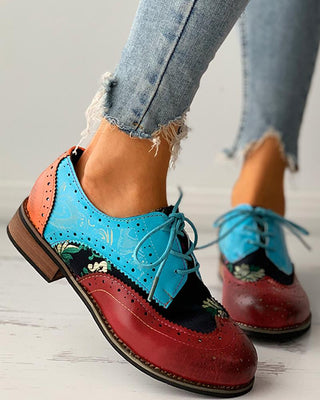 Chaussures Oxford à lacets avec broderie florale