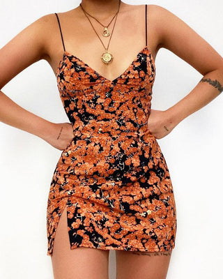 Mini-robe à bretelles spaghetti à imprimé floral Ditsy