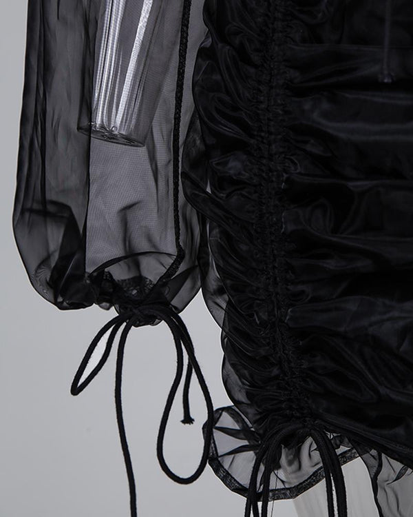Robe froncée en maille à lacets avec cordon de serrage