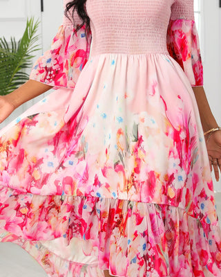 Robe à épaules dénudées à imprimé floral