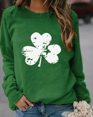 Haut rayé à manches longues à imprimé lettre / trèfle