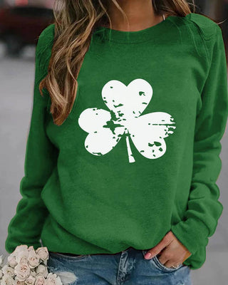 Haut rayé à manches longues à imprimé lettre / trèfle