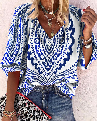 Haut décontracté à manches longues et imprimé graphique