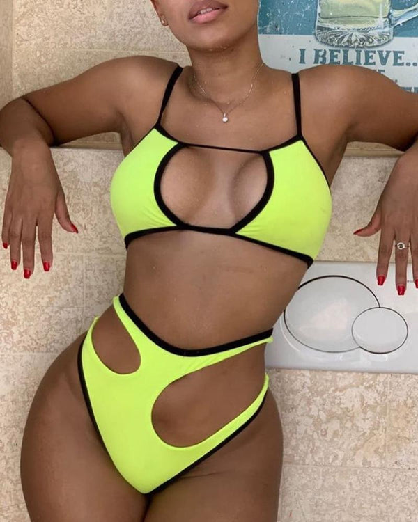 Ensemble de bikini à découpes color block