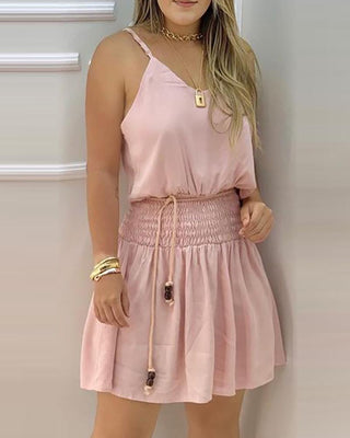 Robe décontractée à bretelles spaghetti avec fronces