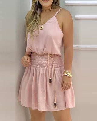 Robe décontractée à bretelles spaghetti avec fronces