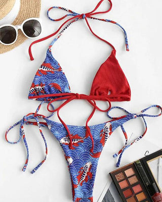 Ensemble de bikini licou à imprimé graphique