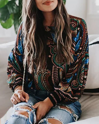 Haut à manches lanterne imprimé All Over