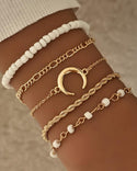 Bracelet à chaîne simple motif lune 5 pièces