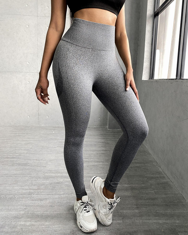 Pantalon de yoga extensible à taille large sans couture à colour block