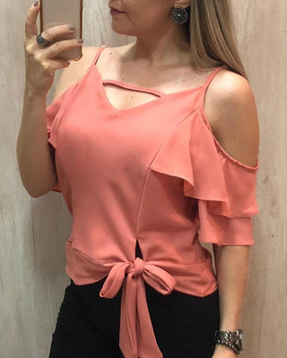 Haut uni à épaules dénudées à nouer