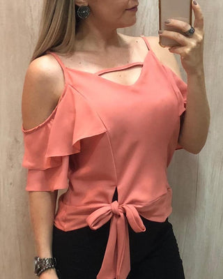 Haut uni à épaules dénudées à nouer