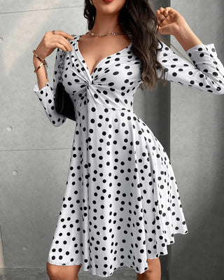 Robe décontractée torsadée à imprimé Polkadot