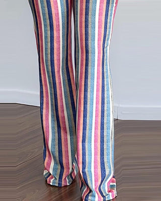 Ensemble haut et pantalon sans manches à rayures