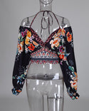 Blouse à imprimé floral à épaules dénudées