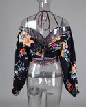 Blouse à imprimé floral à épaules dénudées