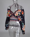 Blouse à imprimé floral à épaules dénudées