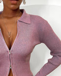 Pull en tricot à manches longues et design à glissière