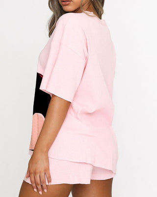 Ensemble haut à manches mi-longues et short à cordon de serrage