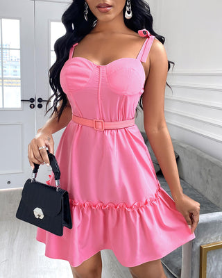 Robe à détail noué à ourlet volanté